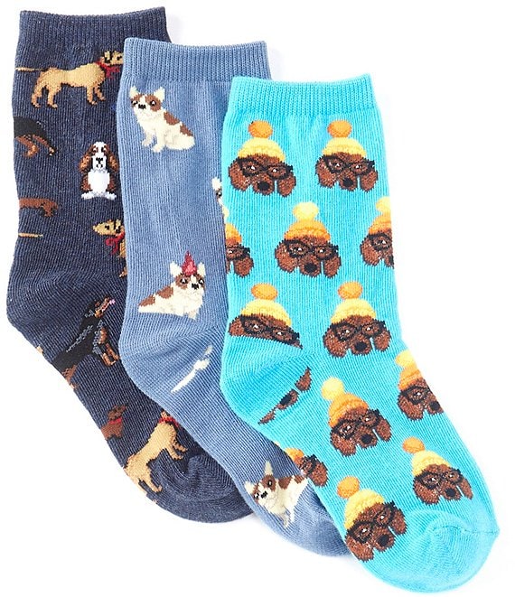 Hot Sox Kids 3-Pack Dogs Socks