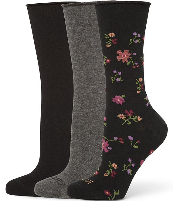 HUE Floral Jeans Crew Socks, 3 Pack | Dillard's