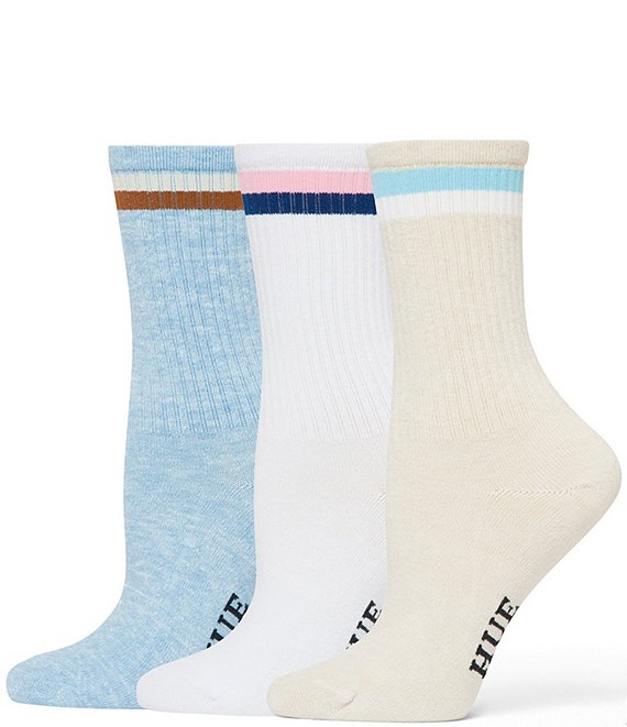 HUE Must Have Stripe Crew Socks, 3 Pack