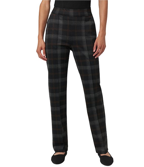 HUE Plaid Pull-On Mid Rise Trouser Leggings, Brown/Black - Image 1