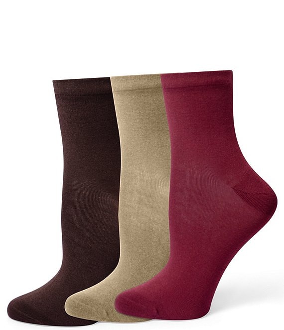HUE Solid Sleek Mini Crew Sock, 3-Pack