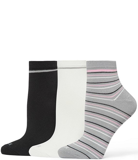 HUE Super Soft Striped Quarter Sock, 3-Pack