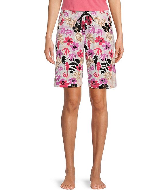 HUEtique Knit Floral Print Bermuda Sleep Shorts | Dillard's