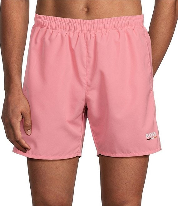 Hugo Boss 5.91#double; Inseam Drawstring Solid Swordfish Swim Trunks