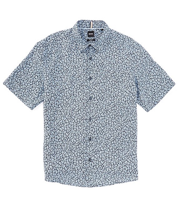 Hugo Boss BOSS Liam Linen Short Sleeve Woven Shirt | Dillard's