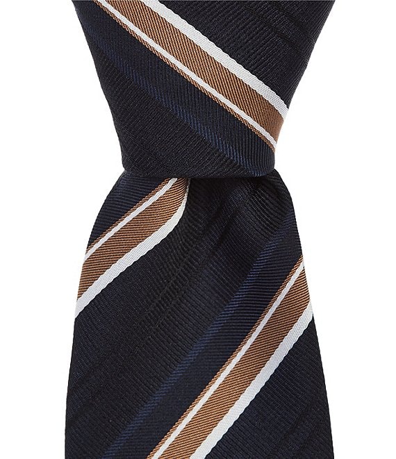 Hugo Boss Diagonal Stripe Jacquard Narrow Silk Blend Tie