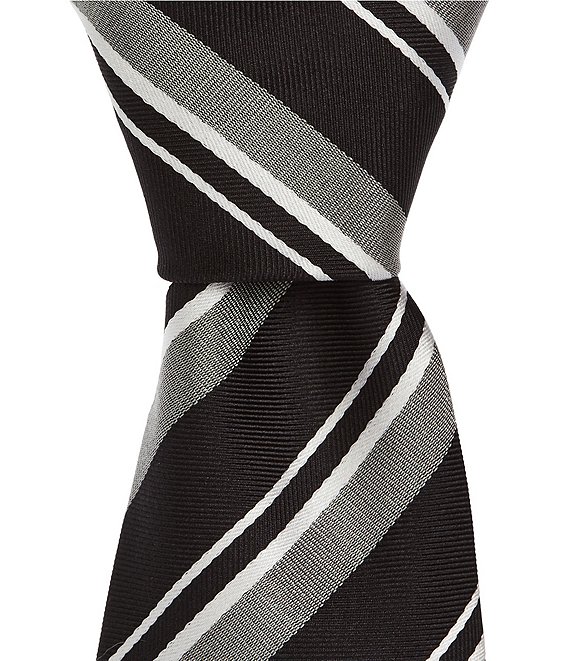 Hugo Boss Diagonal Traditional Stripe Jacquard 3#double; Woven Silk Tie