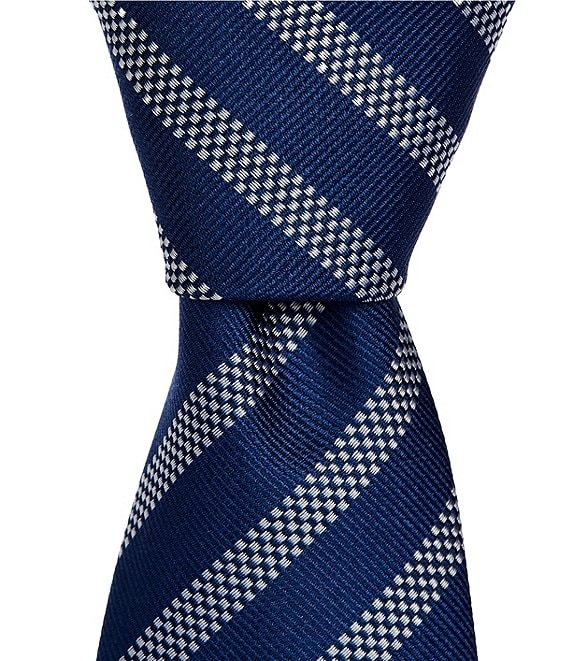 Hugo Boss Diagonal Two Stripe Jacquard 3#double; Woven Silk Tie