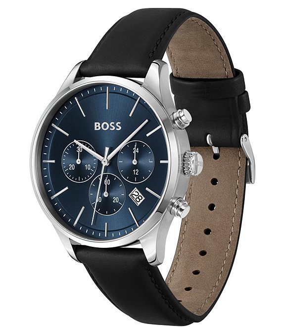 Hugo Boss Men's Avery Quartz Chronograph Leather Strap Watch