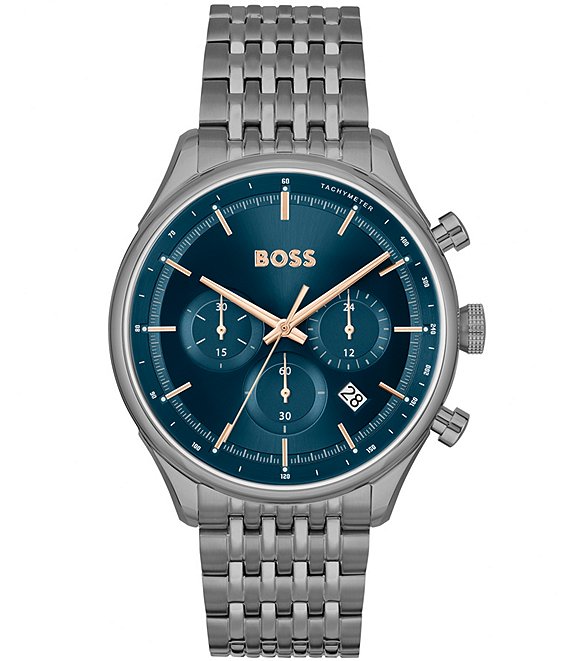 Hugo Boss Men's Gregor Chronograph Grey Stainless Steel Bracelet Watch ...
