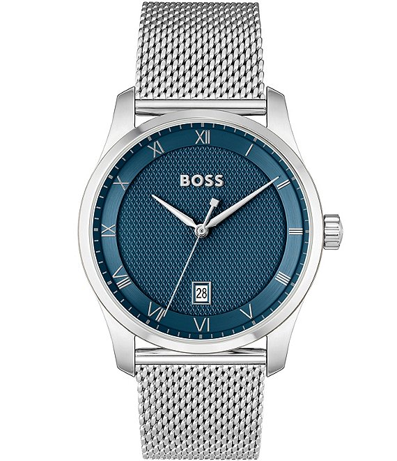 Hugo Boss Men\'s Principle Quartz Mesh Stainless Bracelet Dillard\'s Steel Analog | Watch