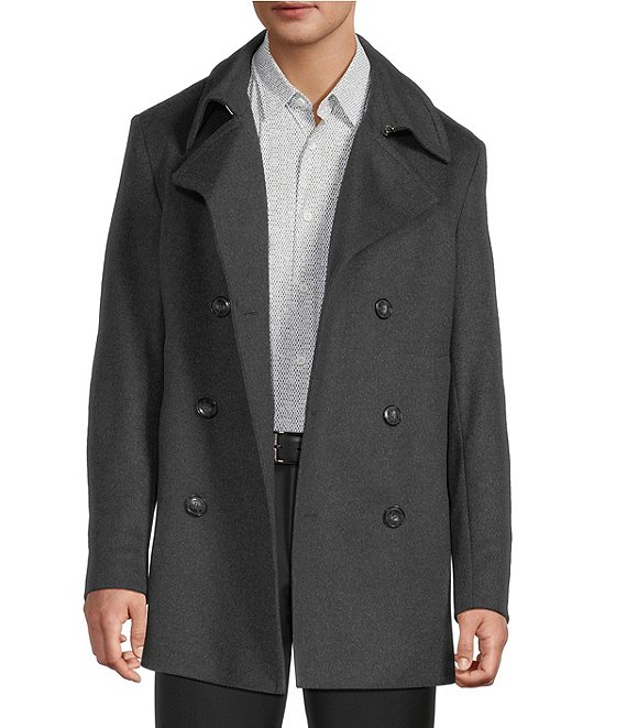 Hugo Boss Oversized Wool Cashmere Blend Notch Lapel Slim Fit Solid Top Coat, Meridian Grey Melange - Image 1