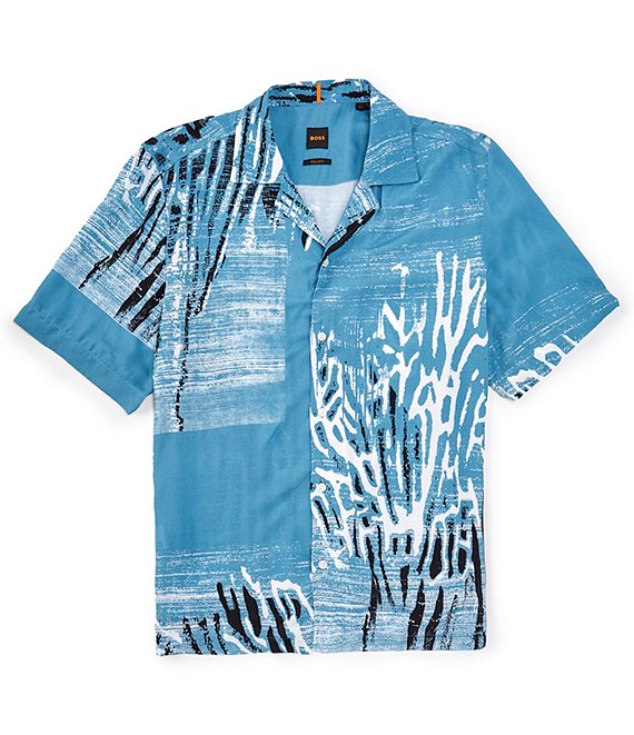 Hugo Boss Printed Short Sleeve Woven Camp Shirt | Dillard's