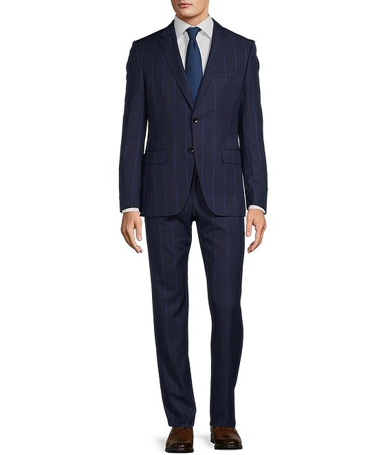 Hugo Boss Slim Fit Flat Front Plaid Pattern 2-Piece Suit | Dillard's