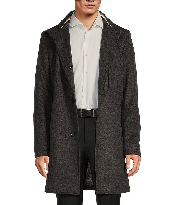 Hugo Boss Slim Fit Long Sleeve Cashmere Wool Top Coat