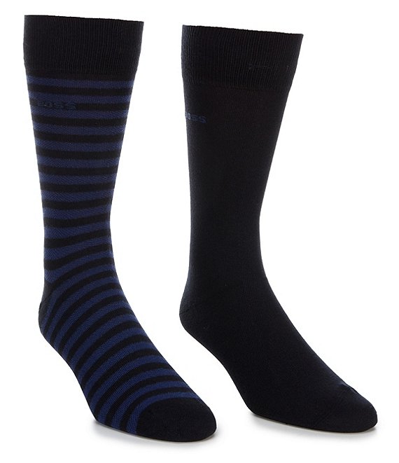 Hugo Boss Solid And Stripe Mild Calf Socks 2-Pack | Dillard's