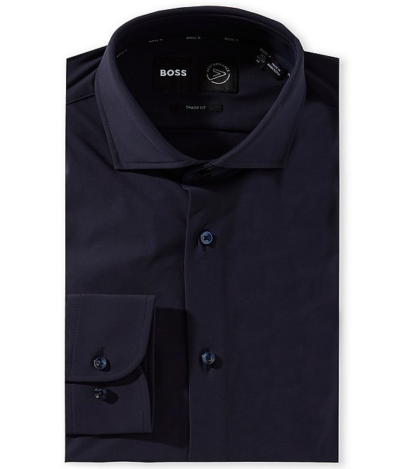 Hugo Boss Spread Collar Solid Performance Dress Shirt