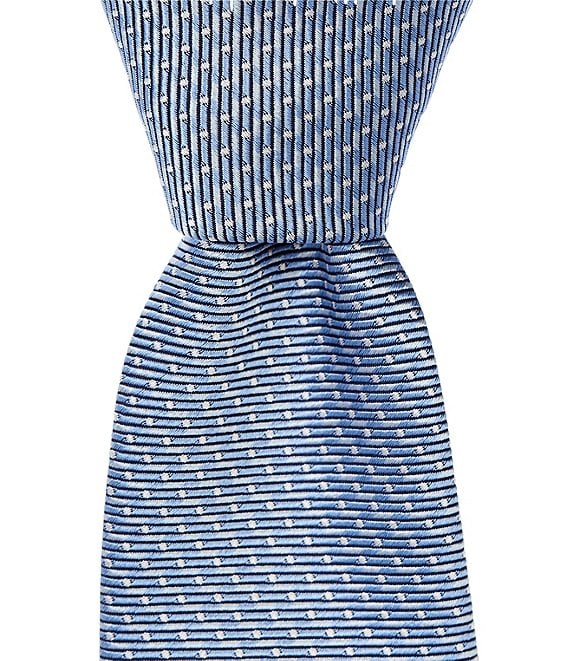 Hugo Boss Stripe Dot Patterned Jacquard Narrow Silk Tie