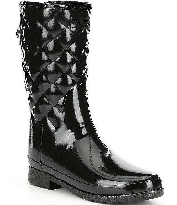 Refined high gloss quilted short waterproof rain boot on sale