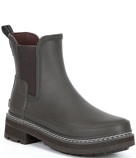 Color:Chocolate - Image 1 - Refined Stitch Detail Waterproof Block Heel Chelsea Platform Boots