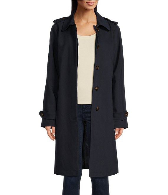 Hunter Stella Notch Lapel Belted Long Sleeve Trench Coat