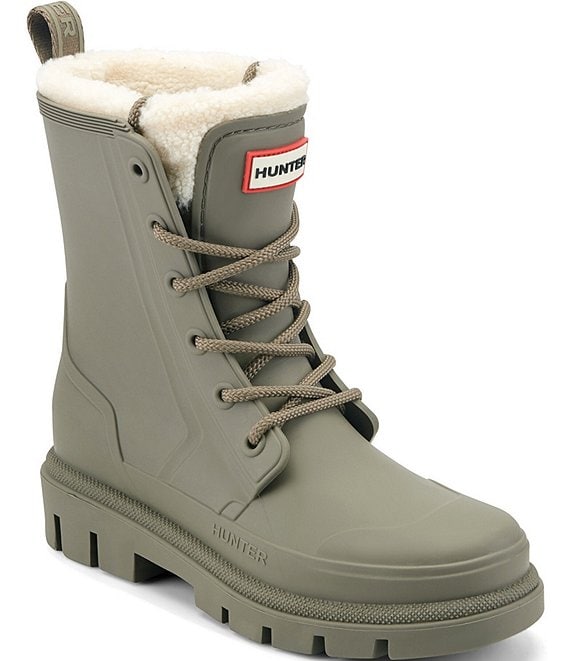 Hunter Women's Diana Shearling Combat Waterproof Rain Boots