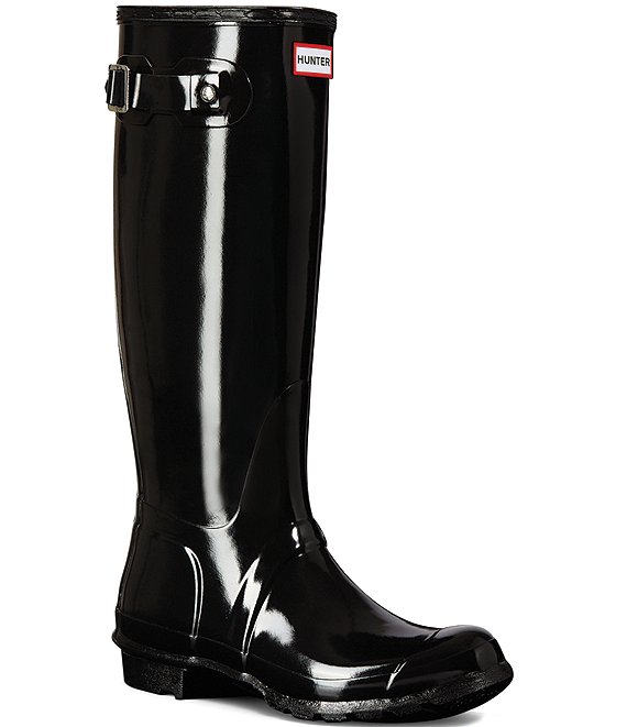 black gloss hunter boots