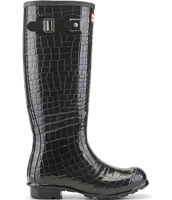 Hunter Women's Original Waterproof Glossy Crocodile Embossed Rain