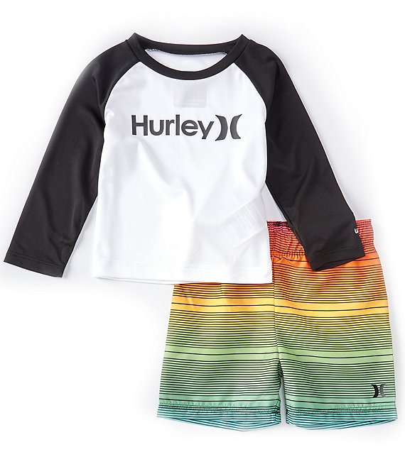 Hurley Baby Boys 12-24 Months Long Sleeve Raglan Shirt & Swim Trunk 2-Piece Set