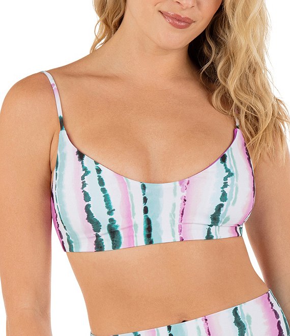 Color:White - Image 1 - Desert Sky Stripe Bralette Bikini Swim Top