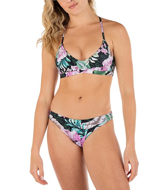 Hurley Island Style Floral Print Adjustable Bikini Swim Top