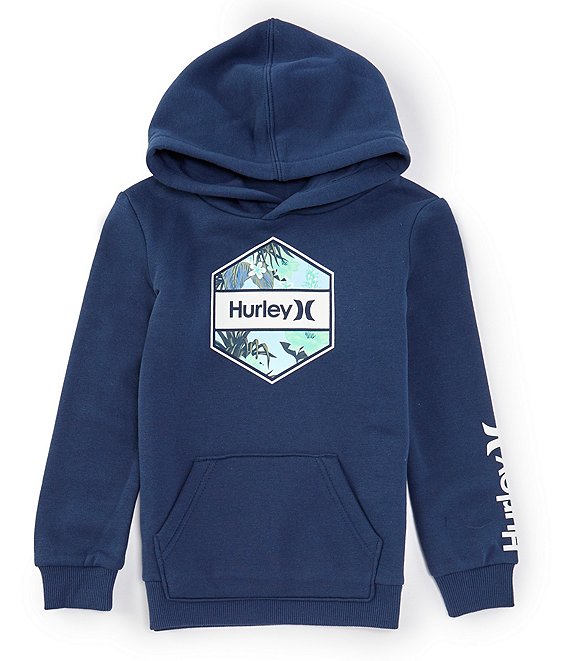 Hurley Little Boys 2T 4T Long Sleeve Hexagon Graphic Fleece Hoodie