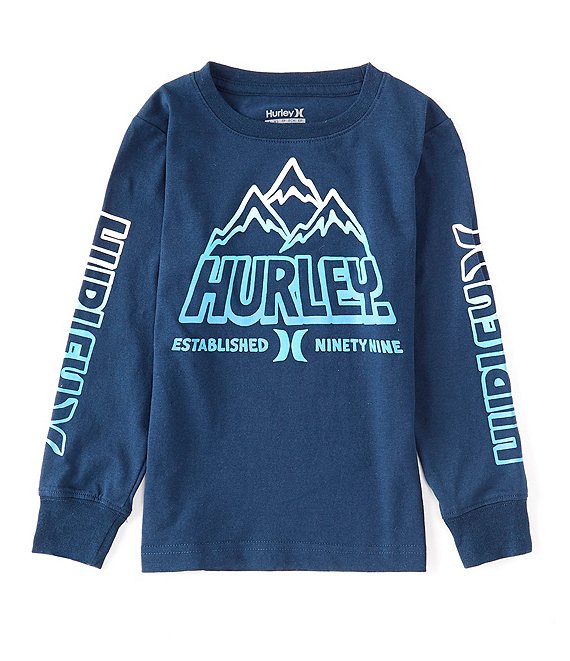 Color:Canight Navy - Image 1 - Little Boys 2T-7 Long Sleeve Pullover Ridgeline Mountain Tee
