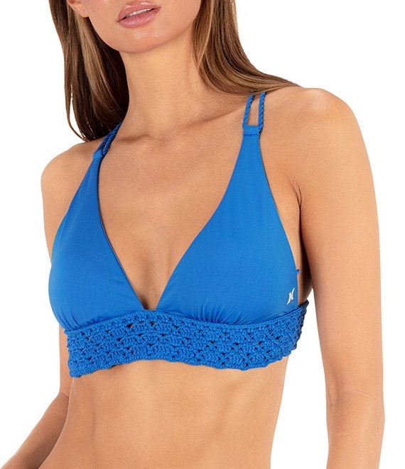 Hurley Macrame Underbust Trim Tie Back Bralette Swim Top
