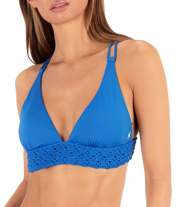 Hurley Macrame Underbust Trim Tie Back Bralette Swim Top