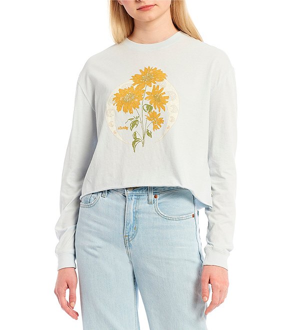 Color:Plein Air - Image 1 - Paige Washed Cropped Long Sleeve Graphic Tee