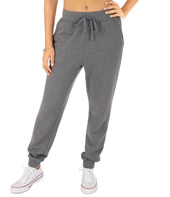 Grey Drawstring Sweatpants, High-Waist Side Pockets Joggers