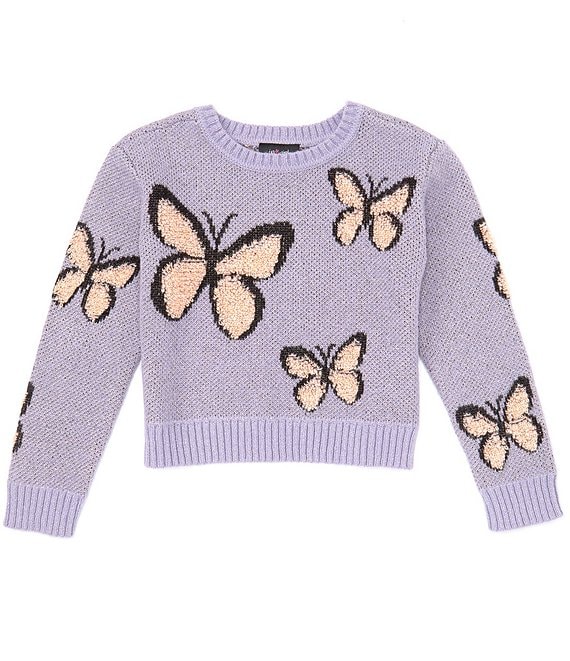 I.N. Girl Big Girls 7-16 Long Sleeve Butterfly Pattern Sweater