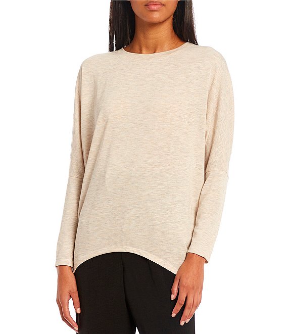 Color:Oatmeal - Image 1 - Scoop Neck Dolman 3/4 Sleeve Top