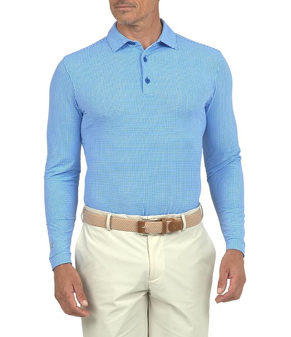 Color:Blue/White - Image 1 - Long-Sleeve IceFil® Polo Shirt