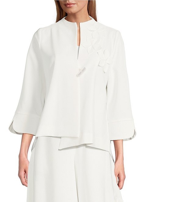Stand Collar Lace Cropped Sleeve Jacket Stand Collar Lace Cropped Sleeve Jacket