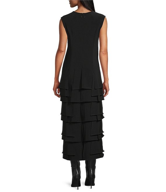 knitted round neck frill maxi dress Clara Ruffle Long Sleeve Knit Maxi Dress