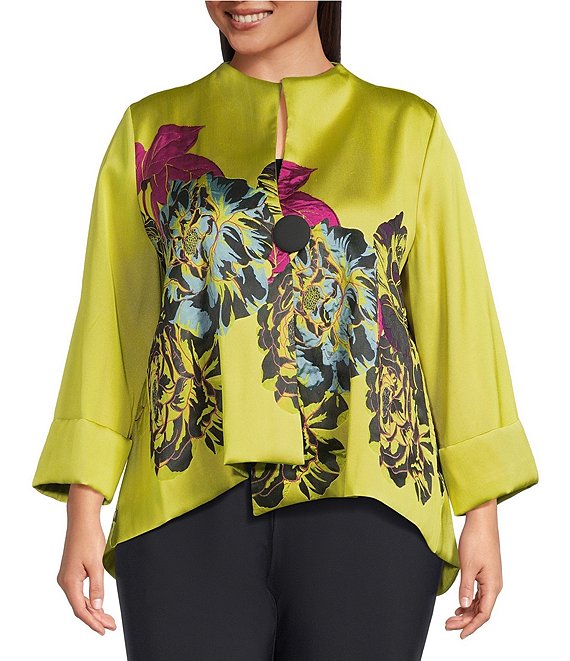 check jacquard cocoon sleeve jacket