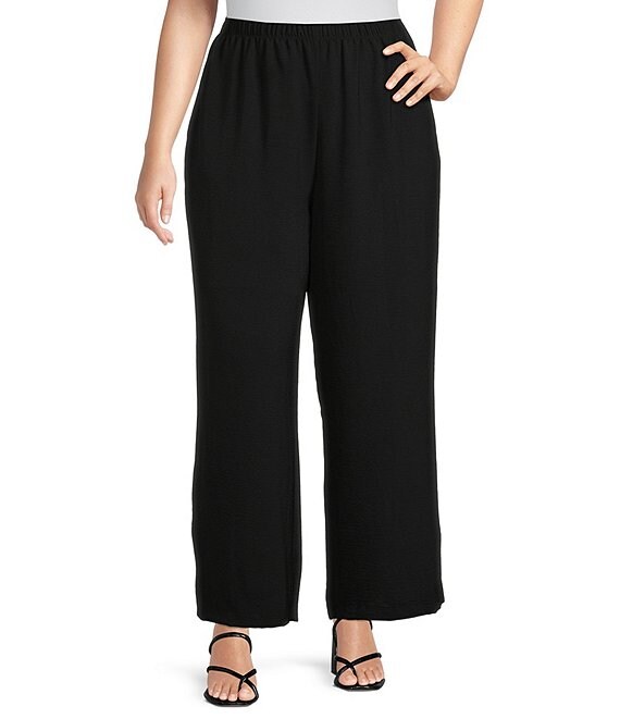 IC Collection Plus Size Flare Leg Pull-On Side Slit Ankle Pants | Dillard's