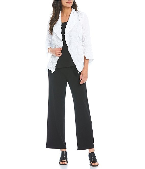 IC Collection IC Collection Shawl Collar Open Front Asymmetric Hem 3/4 Sleeve Statement Jacket, White - Image 3