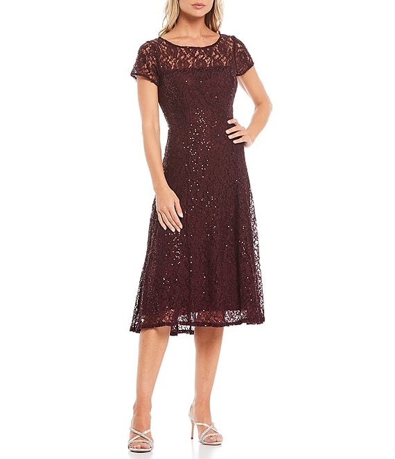 sequin lace midi dress