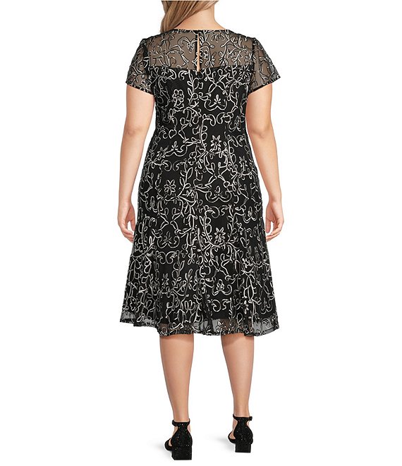 soutache lace midi dress Plus Embroidered Soutache Lace Cocktail Dress