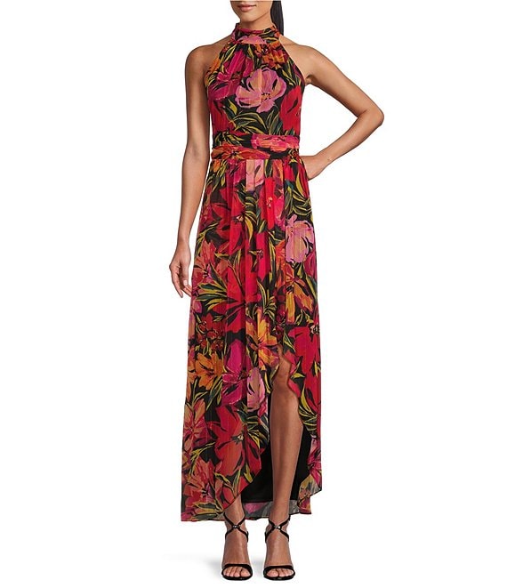 Ignite Evenings Sleeveless Halter Neck Floral Maxi Dress | Dillard's