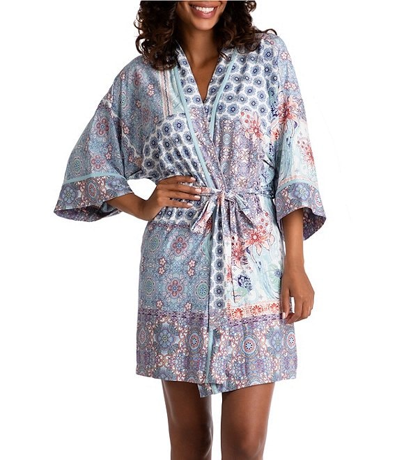 In Bloom by Jonquil Medallion Patchwork Print Shawl Collar 3/4 Sleeve ...