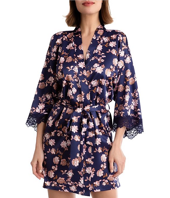In Bloom By Jonquil Satin Floral Print 3/4 Sleeve Coordinating Wrap ...